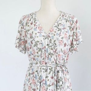 Knox Rose Womens Boho Floral Cream Pink Flutter Sleeve Maxi Dress